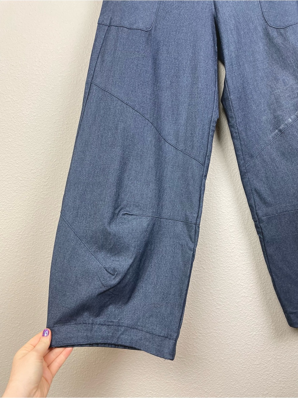 Porto San Francisco Women's 6 Chambray Barrel Leg Capri Pants Patch Pockets Zip - Picture 5 of 16